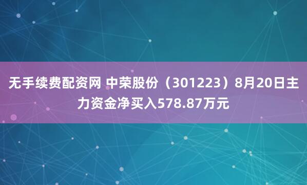 无手续费配资网 中荣股份（301223）8月20日主力资金净买入578.87万元