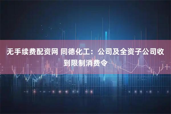 无手续费配资网 同德化工：公司及全资子公司收到限制消费令